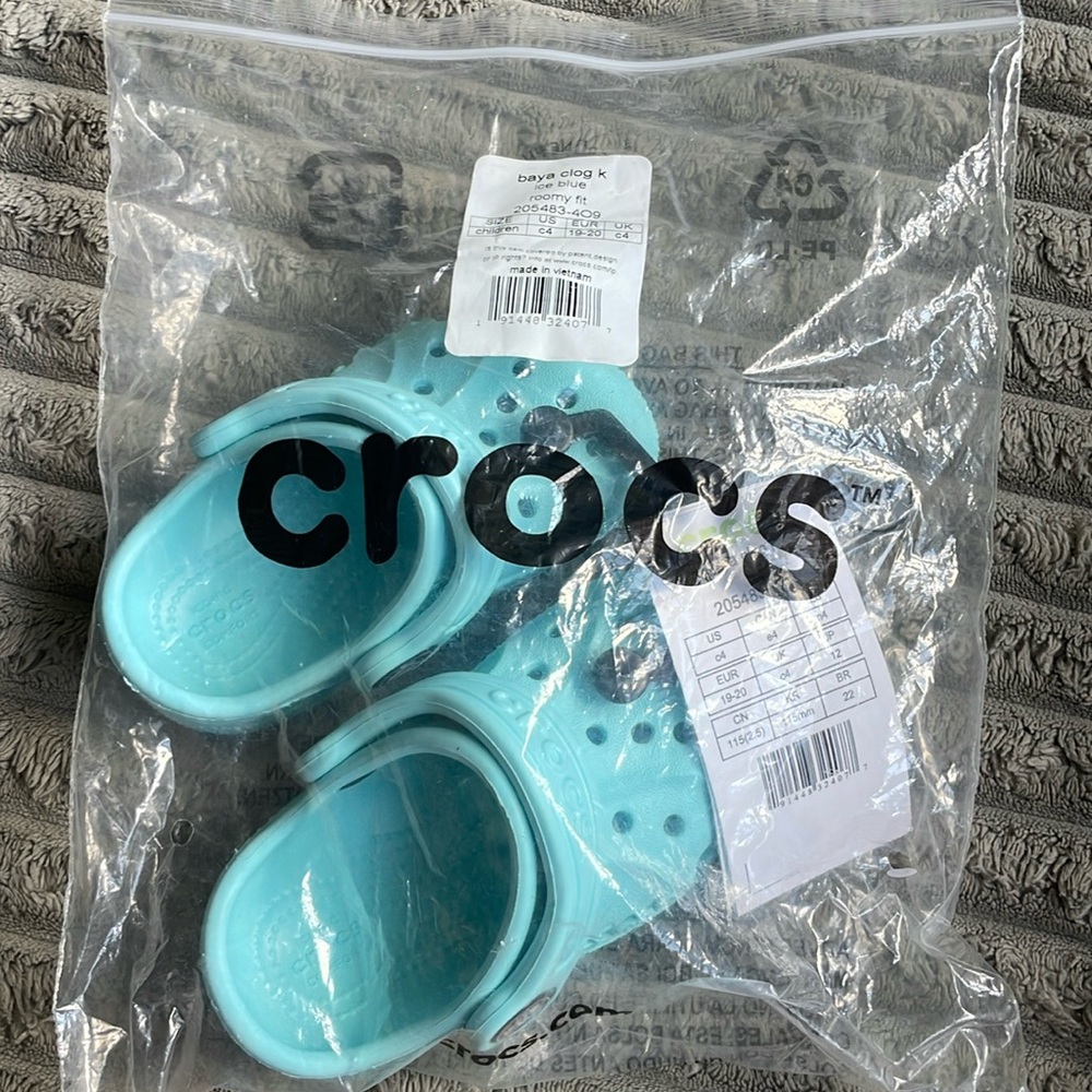 Crocs C4 Toddler Child Classic Clog Ice Blue Slip On Shoes